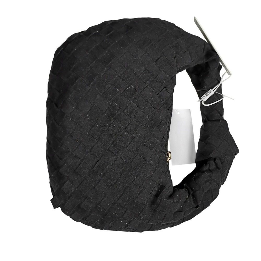 Urban Expressions Woven Hobo Bag Womens Small Black New Knotted Vegan Suede - Picture 4 of 5